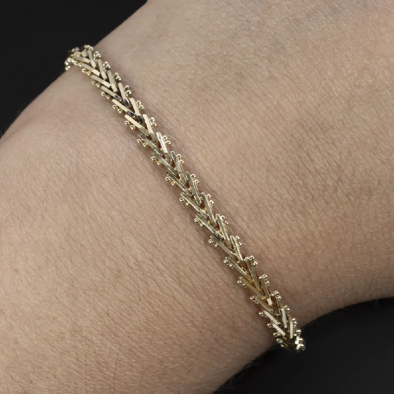 ladies-sterling-silver-chain-link-bracelets-SOLID 14k YELLOW GOLD CHAIN BRACELET ITALIAN UNIQUE HERRINGBONE LINK 9.0 GRAMS