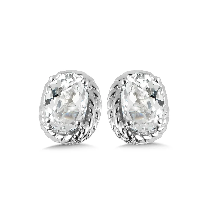 Ladies earrings for milestone birthdays -Created White Sapphire Stud Earrings  in Silver