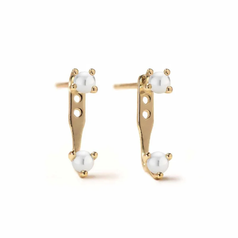 Ladies earrings for clan vibes -Tiny Pearl Earring Jacket