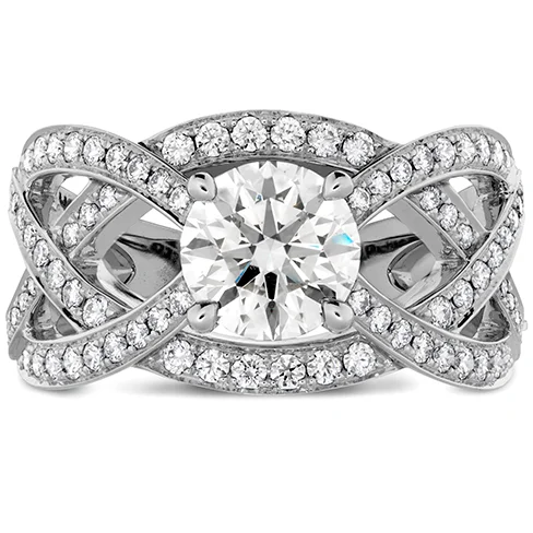 Ladies wedding rings with moissanite inlays -Hearts On Fire Intertwining Diamond Engagement Ring