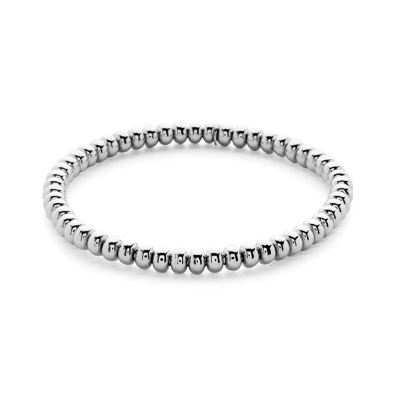 ladies-handmade-adjustable-cuff-bracelets-Tresore Beaded Stretch Bracelet in 18K White Gold