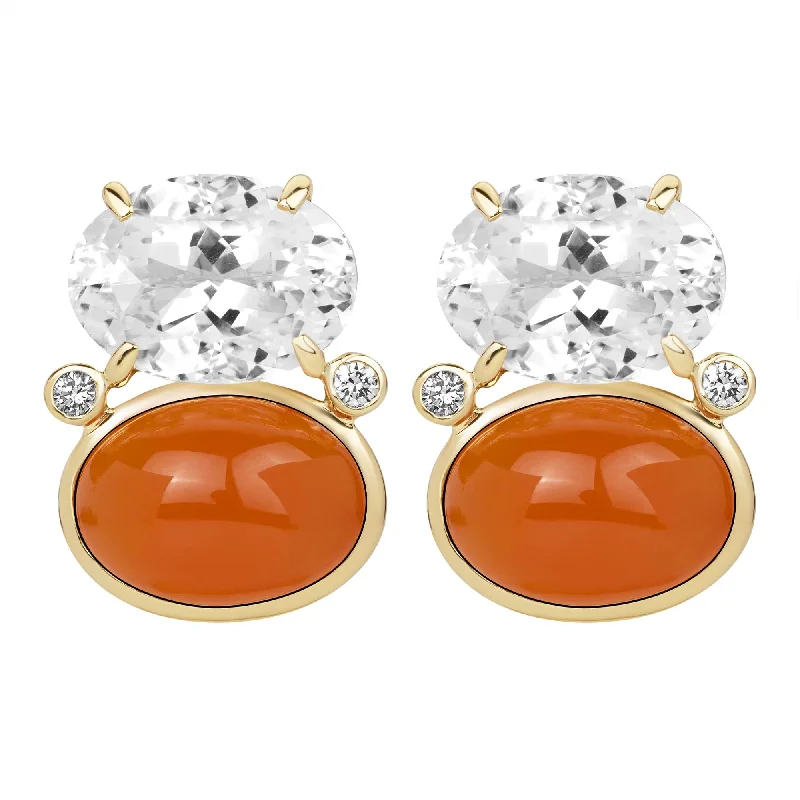 Ladies earrings wide shine -Earrings - Crystal, Cornellian And Diamond