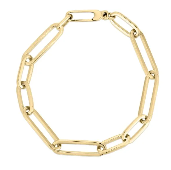 ladies-delicate-wraparound-bracelets-Alternating Paperclip Link Bracelet in 18K Yellow Gold, 7.25in