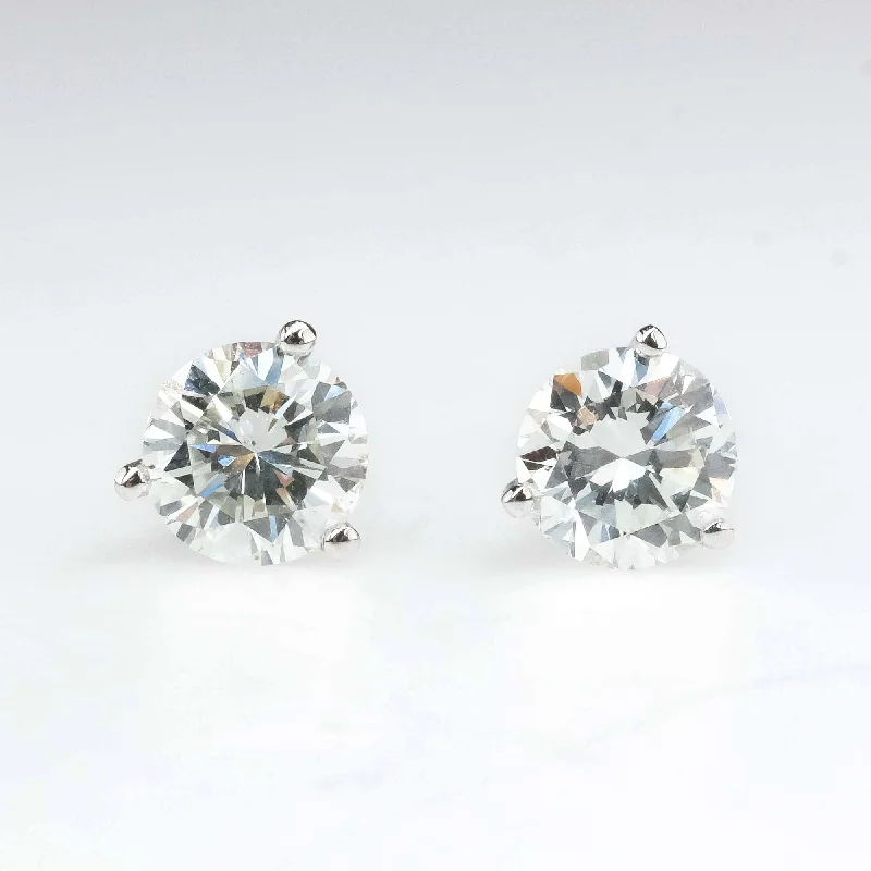 Ladies earrings chic shine -1.12ctw Round Diamond Solitaire Martini Stud Earrings in 14K White Gold