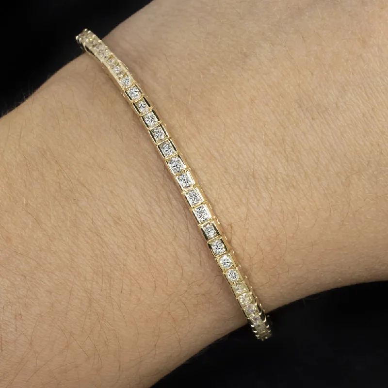 ladies-ethnic-wraparound-bracelets-4 CARAT DIAMOND TENNIS BRACELET CHANNEL SET 14k YELLOW GOLD ROUND BRILLIANT CUT