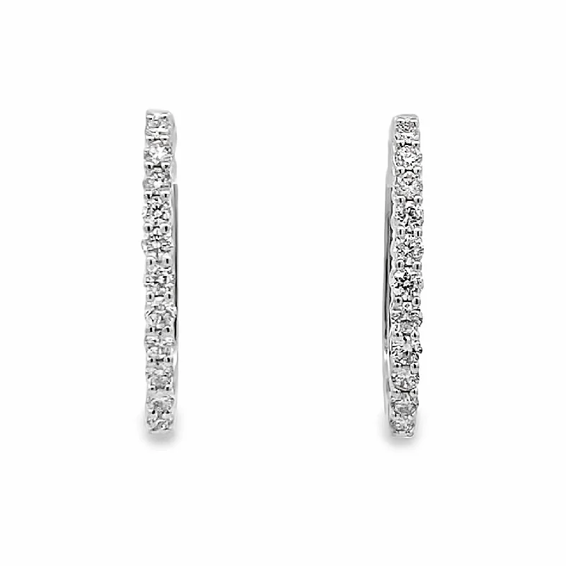 Ladies earrings with blush kunzite -3/4 CTW Diamond Hoop Earrings in White Gold