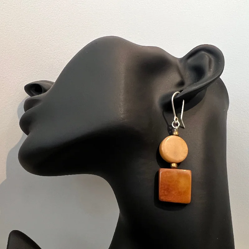 Ladies earrings cute shine -Tagua LUZ Earrings Caramel Coffee