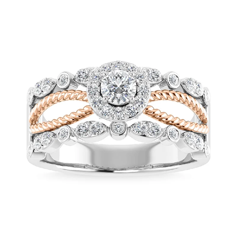 Ladies wedding rings with pink coral -14K White Gold 3/4 Ct.Tw. Diamond Engagement Ring