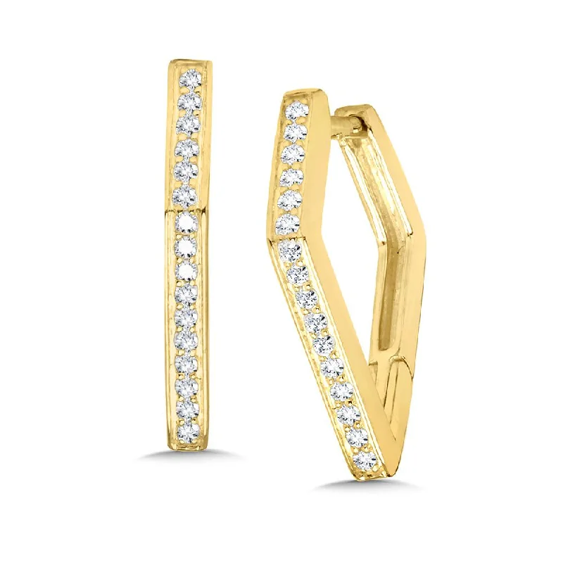 Ladies earrings for brunch charm -Diamond Geometric Earrings in Yellow Gold