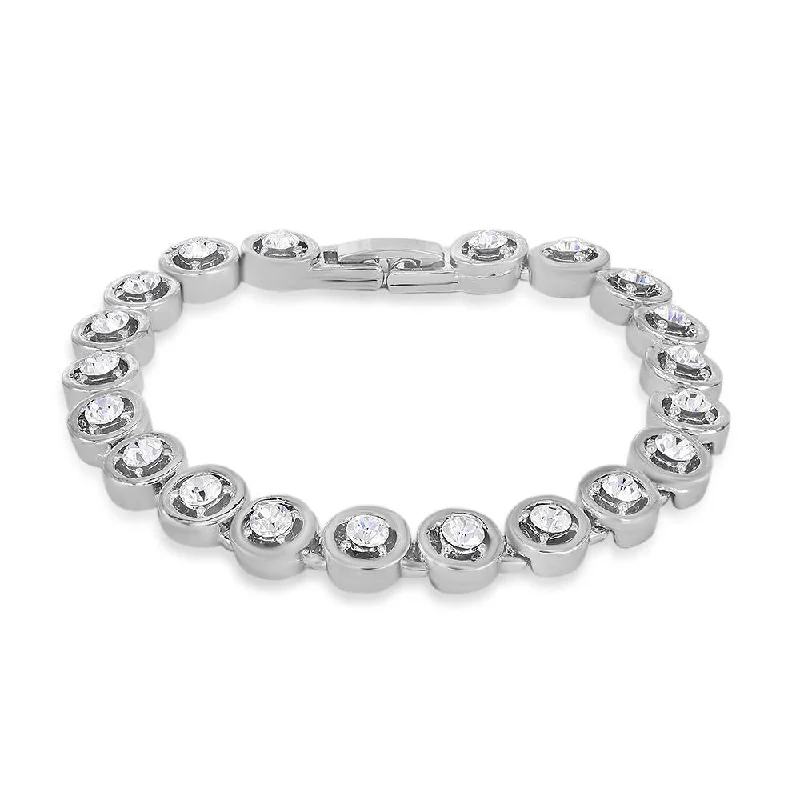 ladies-luxury-adjustable-cuff-bracelets-Mahi Rhodium Plated Captued Beauty Bracelet With Crystals For Women