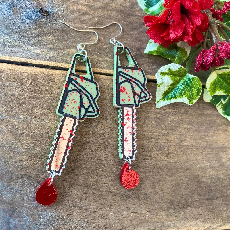 Ladies earrings for adventurer vibes -Chainsaw Earrings