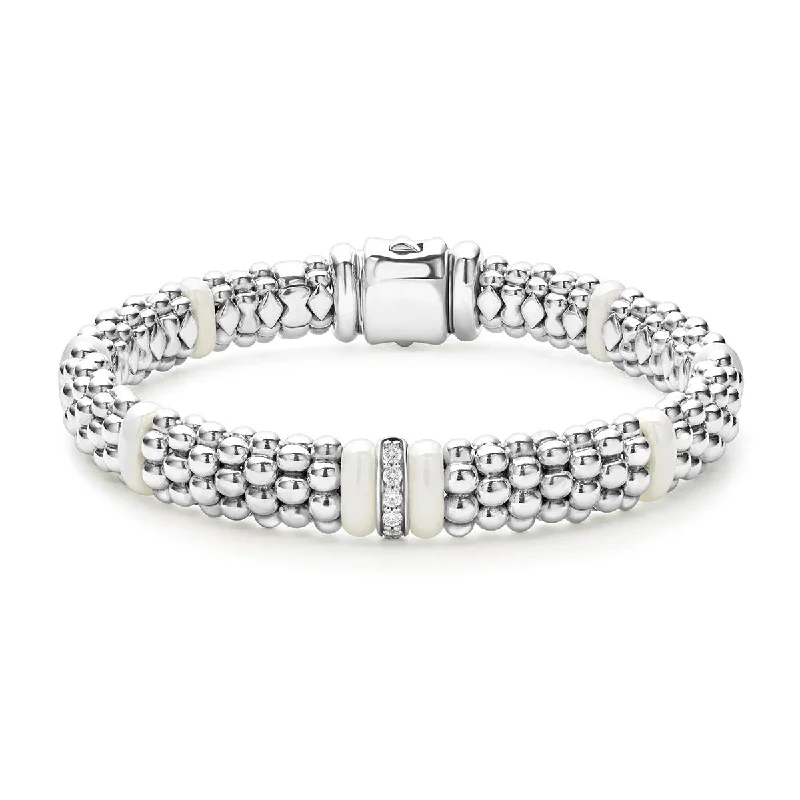 ladies-diamond-gold-bracelets-Single Station Diamond Caviar Bracelet