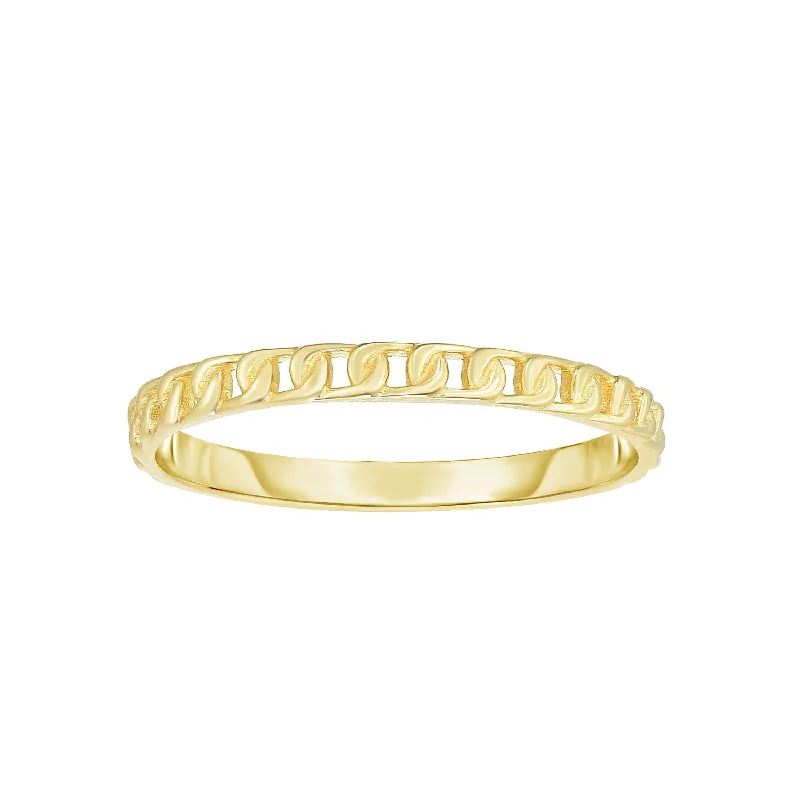 Ladies rings for daily wear -14K Gold Mini Curb Stackable Ring