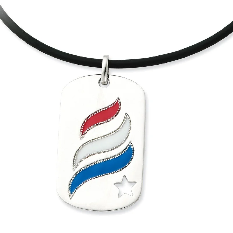 ladies-handmade-curb-chain-necklaces-Sterling Silver & Enamel Embrace Hope Dog Tag Necklace, 22 Inch