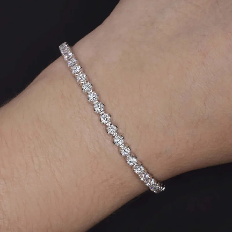 ladies-wedding-wraparound-bracelets-5.00ct DIAMOND TENNIS BRACELET 14k WHITE GOLD CLASSIC ROUND BRILLIANT CUT 5ct