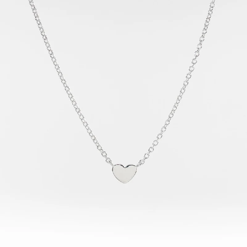 ladies-wedding-bar-pendant-necklaces-Silver Flat Small Heart Necklace