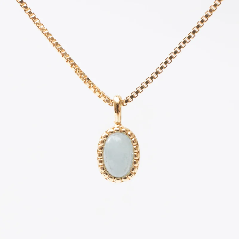 ladies-beaded-choker-silver-necklaces-Gold Vermeil Milgrain Edge Oval Aquamarine Necklace