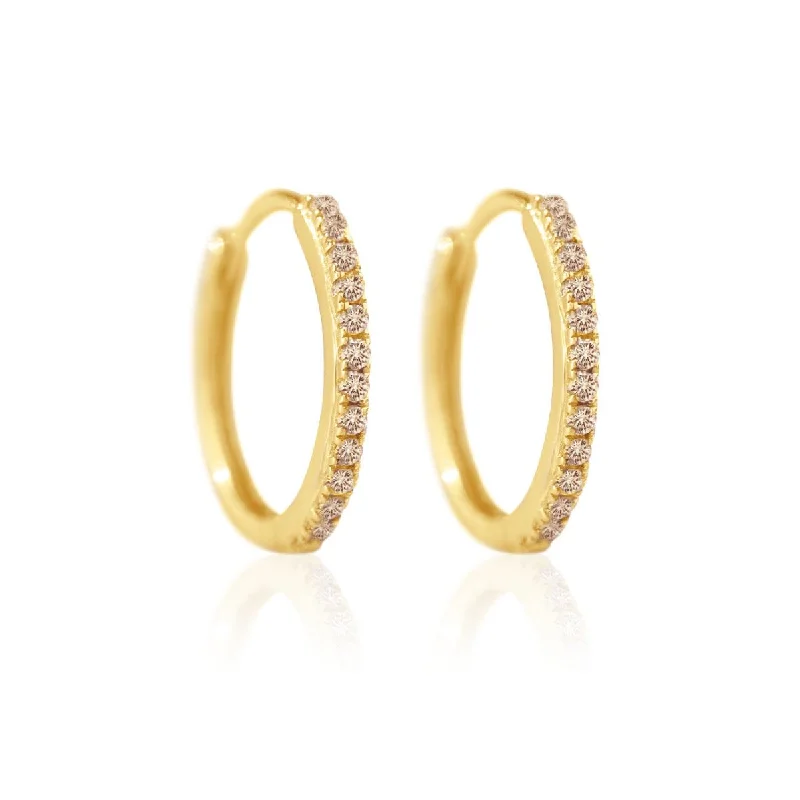 Ladies earrings with jet emerald -Small Diamond Hoop Earrings