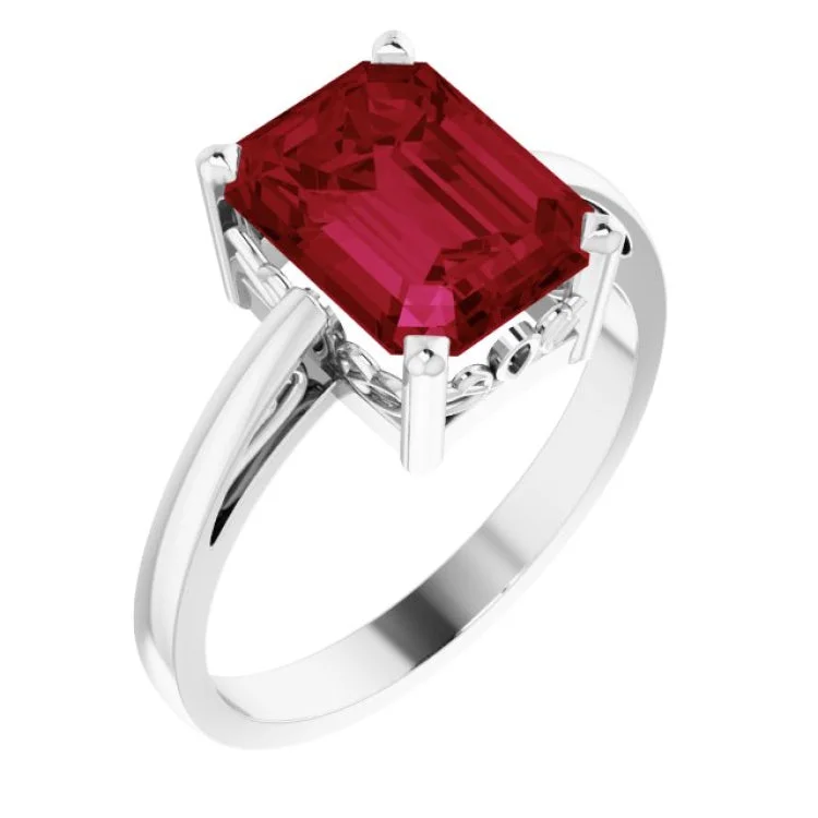 Ladies rings for calm charm -14K White Lab-Grown Ruby Scroll SettingÂ® Ring