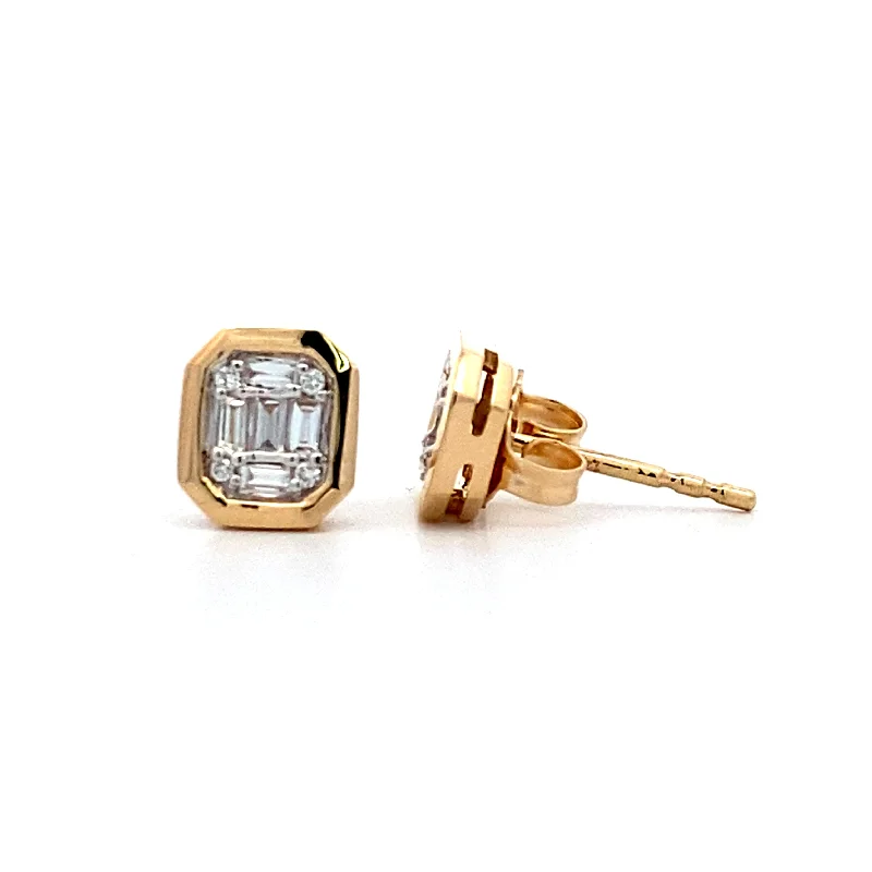 Ladies earrings chic shine -Mosaic Stud Earrings in Yellow Gold by Allison Kaufman