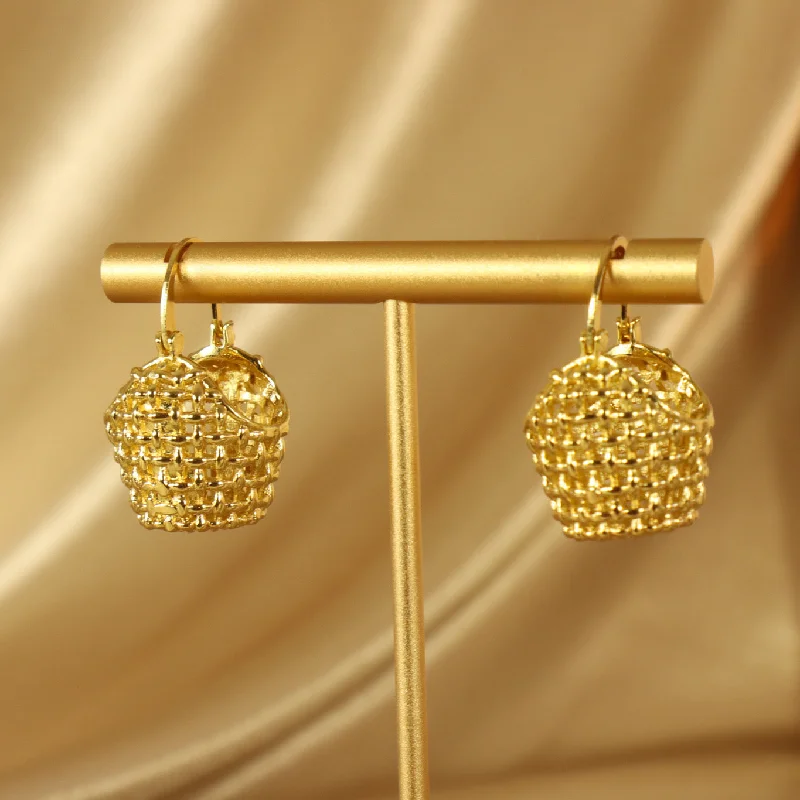 Ladies earrings folk charm -Evangeline 18ct gold plated bucket shaped earrings