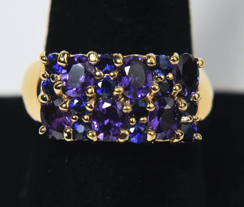 Ladies rings coiled shine -Synthetic Purple and Blue Sapphire Vermeil Ring - Size 10