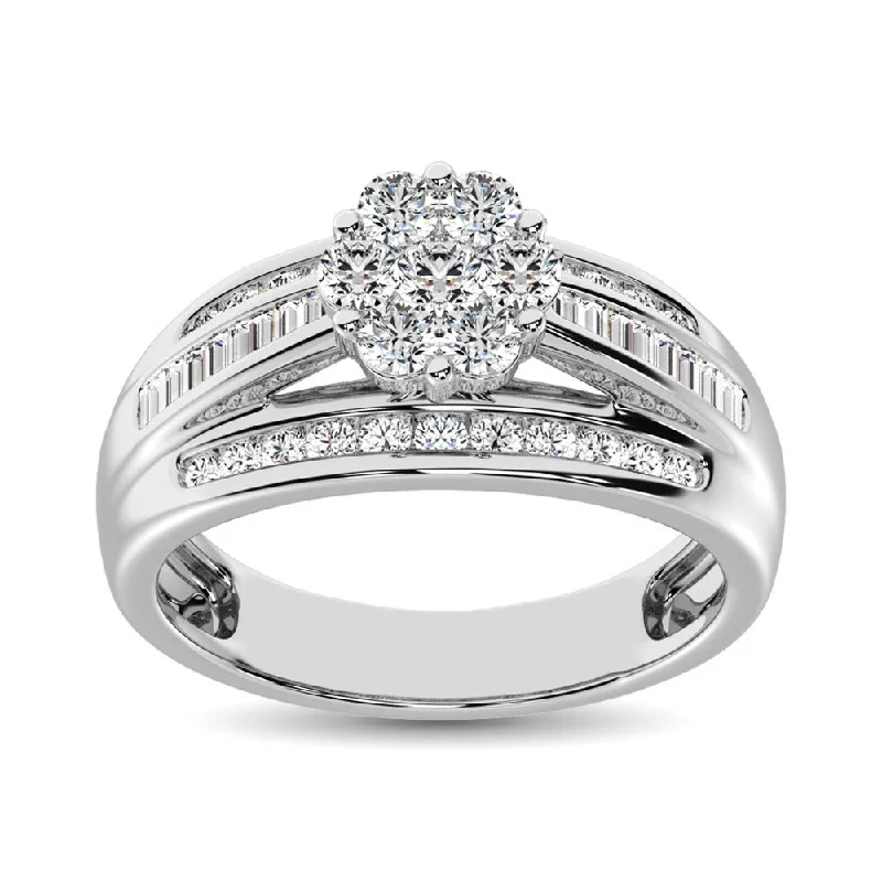 Ladies wedding rings matching couple sets -10K White Gold 1 5/8 Ct.Tw. Diamond Engagement Invisible Ring