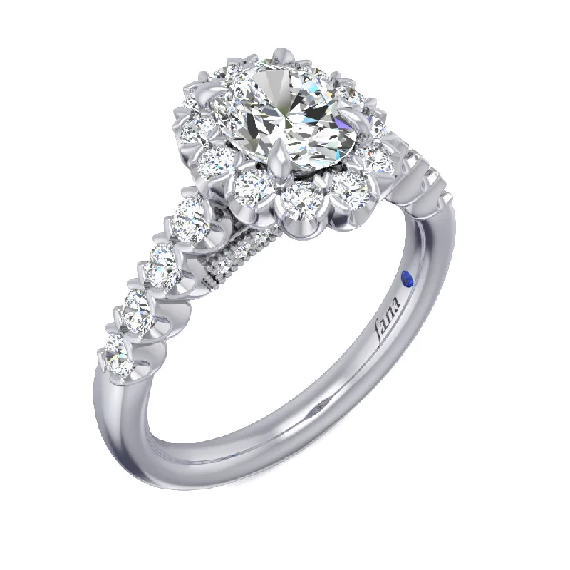 Ladies wedding rings light romance -Fana Large Oval Halo Engagement Ring