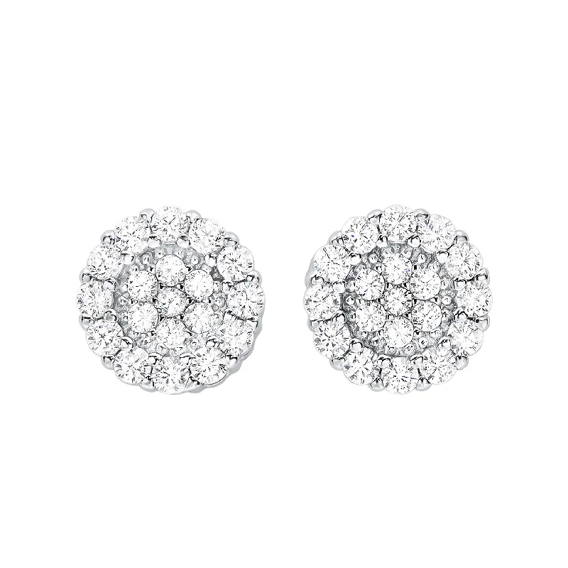 Ladies earrings with ridge elegance -CZ Cluster Stud Earrings in Silver by Ania Haie