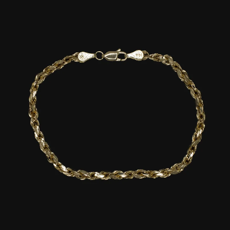 ladies-infinity-adjustable-cuff-bracelets-SOLID 14K YELLOW GOLD ROPE CHAIN BRACELET 3.5mm TWISTED CLASSIC MENS LADIES