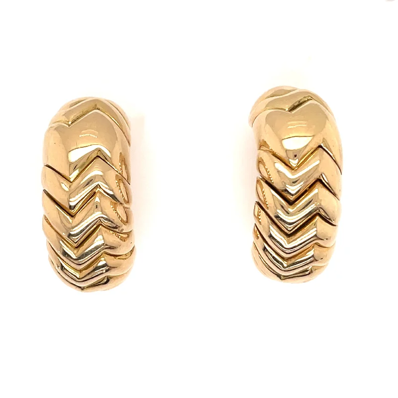 Ladies earrings sleek shine -Bulgari Spiga Gold Vintage Earrings