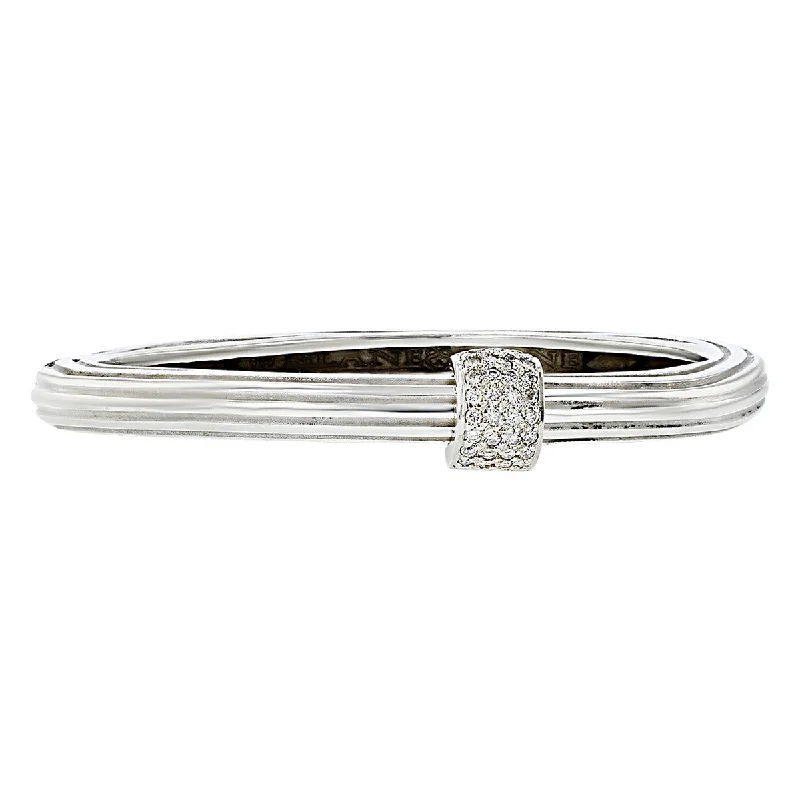 ladies-elegant-wraparound-bracelets-Slane Sterling Silver Diamond Column Bangle Bracelet