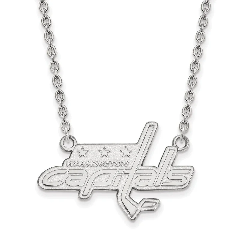 ladies-crystal-diamond-necklaces-Sterling Silver NHL Washington Capitals LG Necklace, 18 Inch