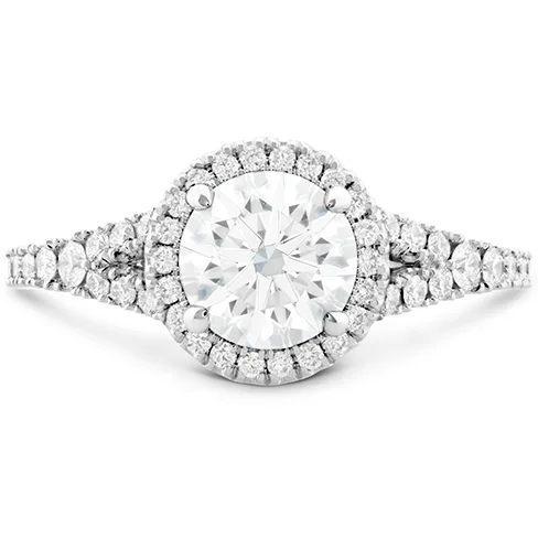 Ladies wedding rings thin brilliance -Hearts On Fire Transcend Premier Halo Split Shank Diamond Engagement Ring