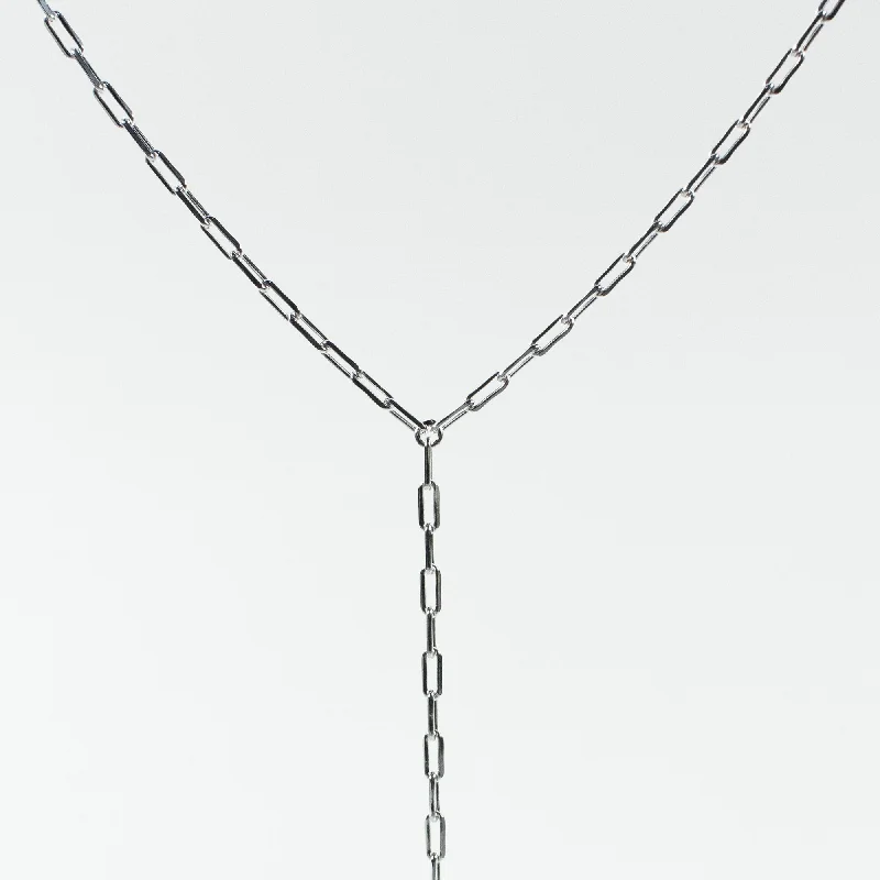 ladies-silver-diamond-necklaces-Y Parallel Chain Silver Necklace