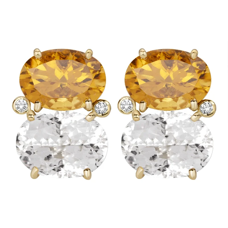 Ladies earrings with fin elegance -Earrings - Citrine, Crystal And Diamond