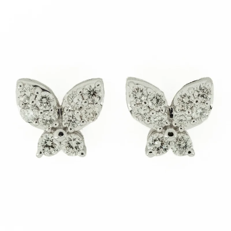 Ladies earrings with owl shine -0.36ctw Diamond Accented Butterfly Stud Earrings in 14K White Gold