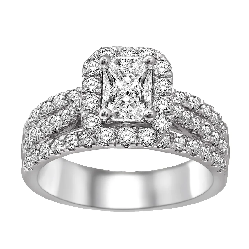 Ladies wedding rings for spring ceremonies -Lovecuts 14K White Gold 1 1/2 Ct.Tw.Diamond Engagement Ring