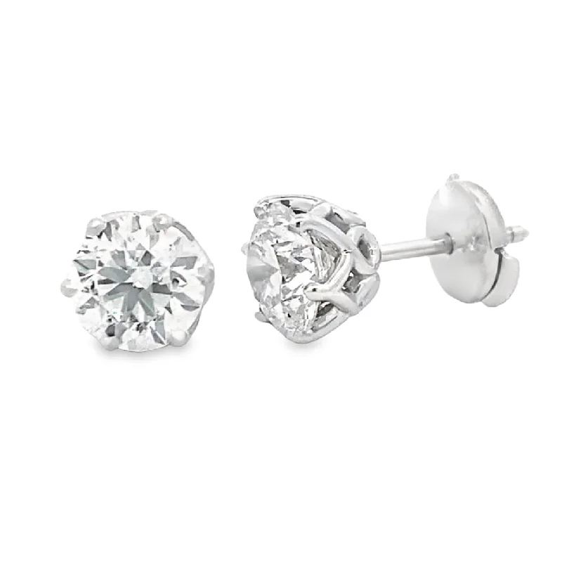 Ladies earrings with sage opal -3.0ctw Diamond Stud Earrings in White Gold "Best Collection" by B&C