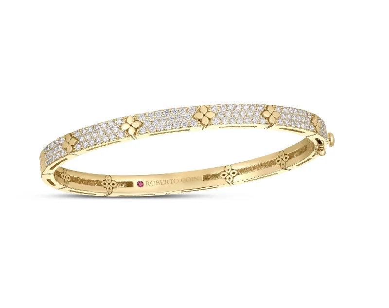 ladies-wraparound-silver-bracelets-Love in Verona 1.45Ct Diamond Pave Bangle Bracelet in 18k Yellow Gold