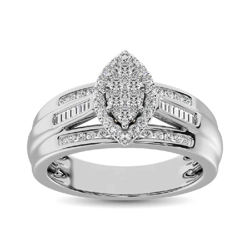 Ladies wedding rings tarnish-free metal -14K White Gold 1/2 Ct.Tw. Diamond Engagement Ring