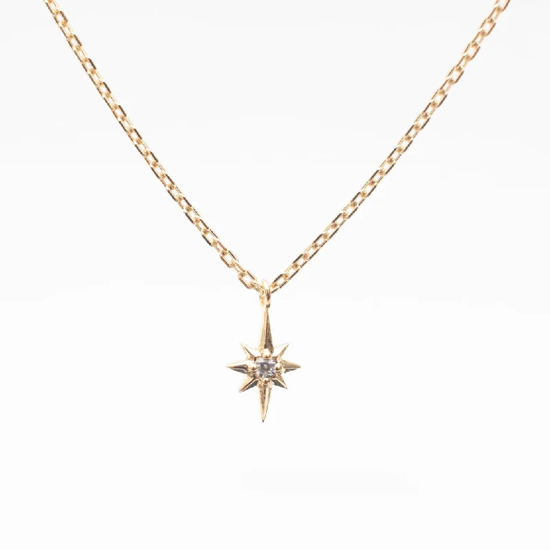 ladies-star-curb-chain-necklaces-Tiny Gold Vermeil North Star Necklace