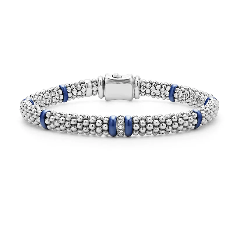 ladies-rigid-link-pearl-bracelets-Single Station Diamond Caviar Bracelet