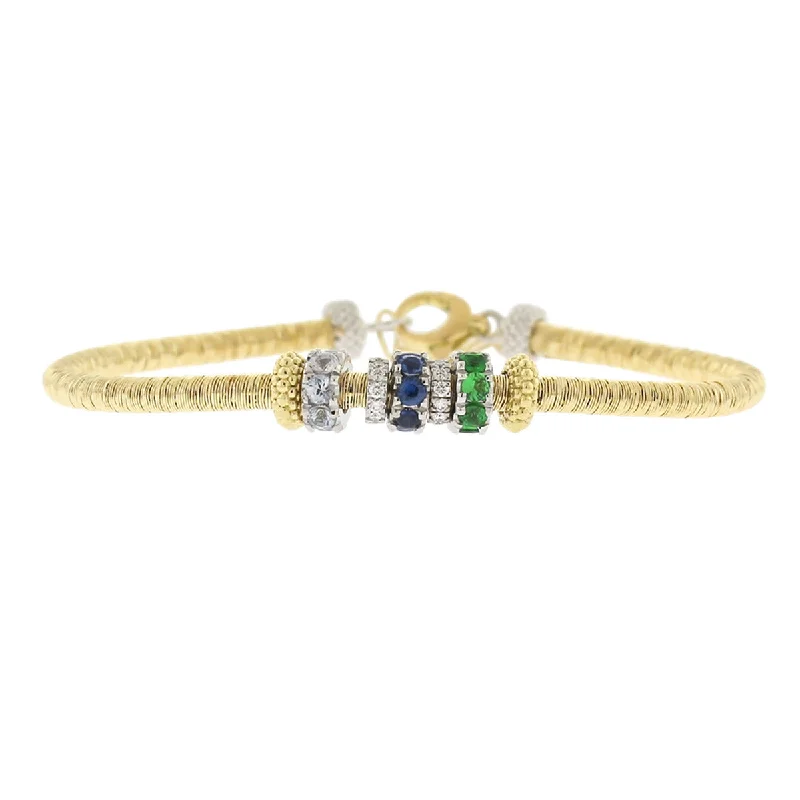 ladies-adjustable-cuff-diamond-bracelets-Bracelet with Sapphires, Tsavorites and Diamonds