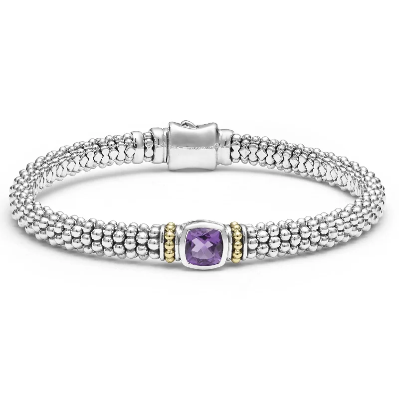 ladies-cross-rigid-link-bracelets-Amethyst Caviar Bracelet | 6mm (Size M)