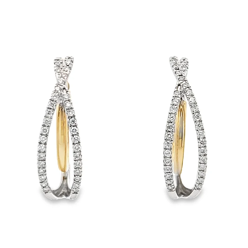 Ladies earrings with berry opal -Diamond Hoop Earrings in Two-Tone Gold