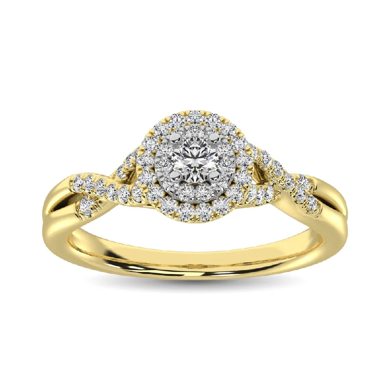 Ladies wedding rings with bark settings -Diamond 1/3 ct tw Engagement Ring in 10K Yellow Gold