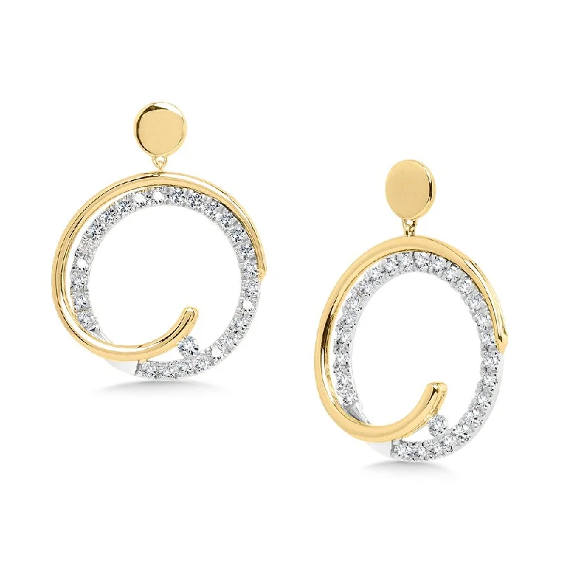 Ladies earrings for lawyer charm -Diamond Circle Earrings in Two-Tone Gold