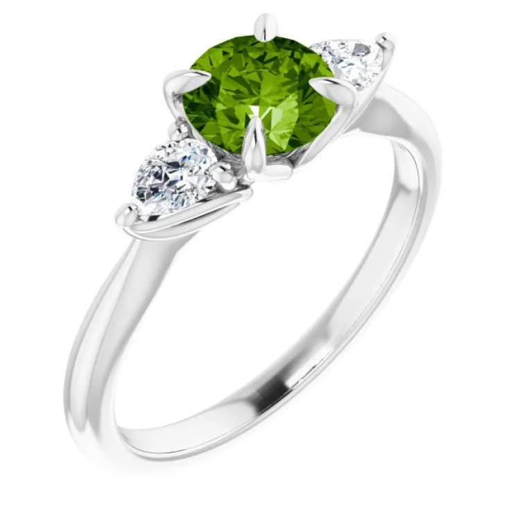 Ladies rings modern elegance -Platinum Natural Peridot & 1/4 CTW Natural Diamond Ring