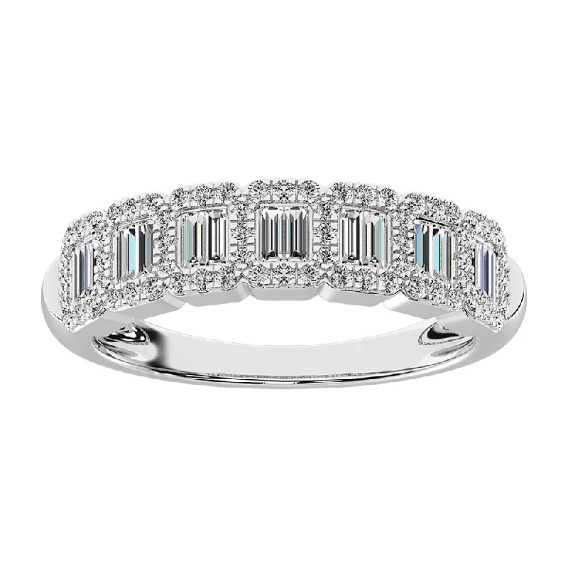 Ladies wedding rings for online unions -14K White Gold 1/2 Ct.Tw. Diamond Round and Baguette Engagement Ring